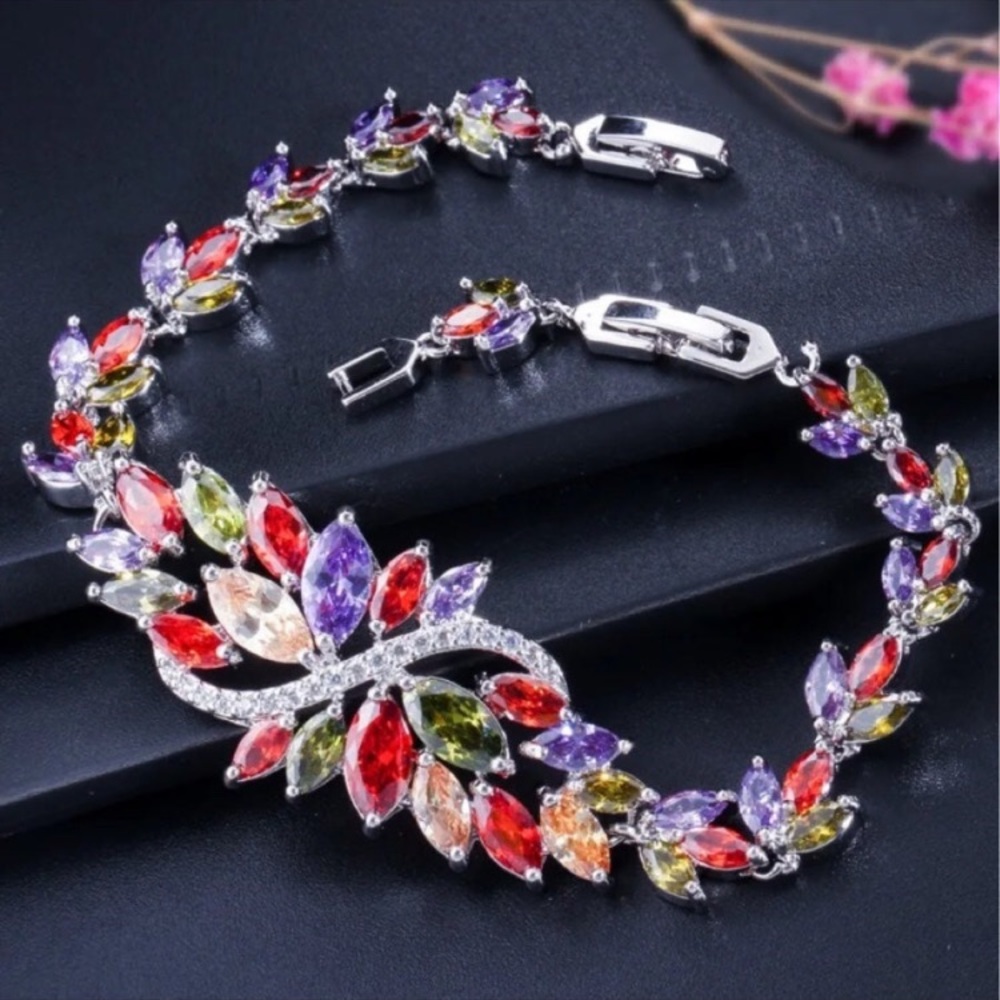 - - Swarovski Elements Bracelet Rainbow Crystals … - image 1